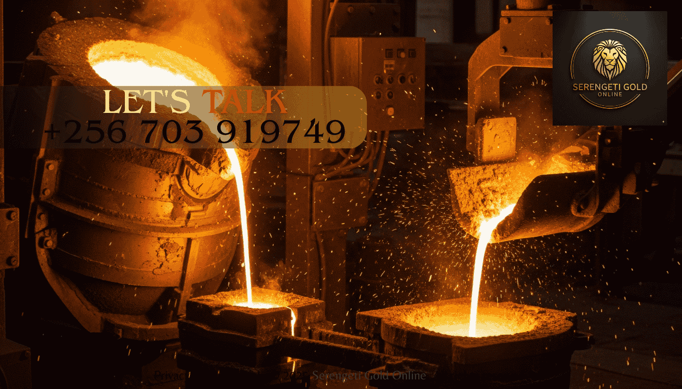 “Gold smelting furnace with slag separation in progress”