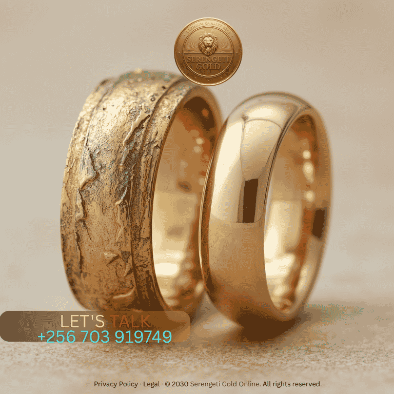 A detailed macro view comparing a tarnishing gold-plated ring with a pristine, long-lasting solid 14k gold band. (1)