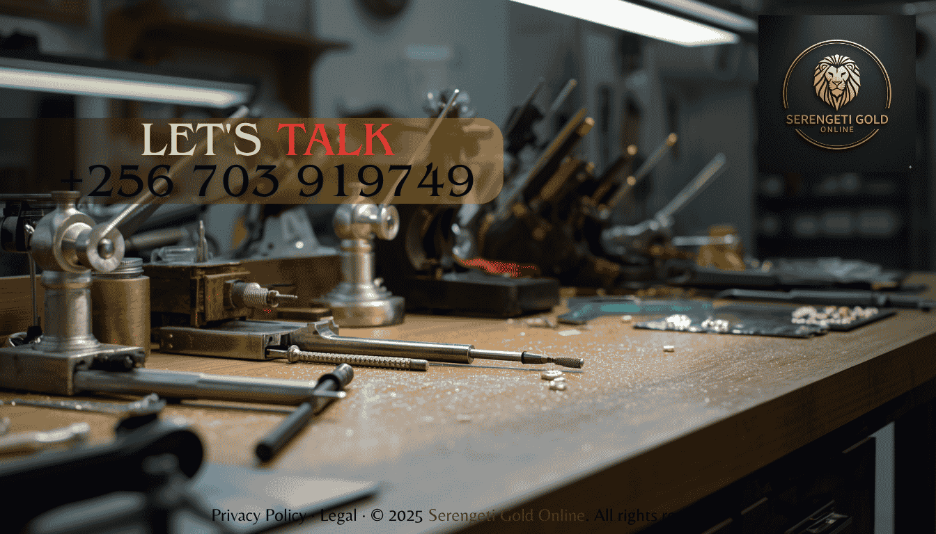 A jewelry workbench displaying specialized electroplating tools alongside solid gold casting equipment.