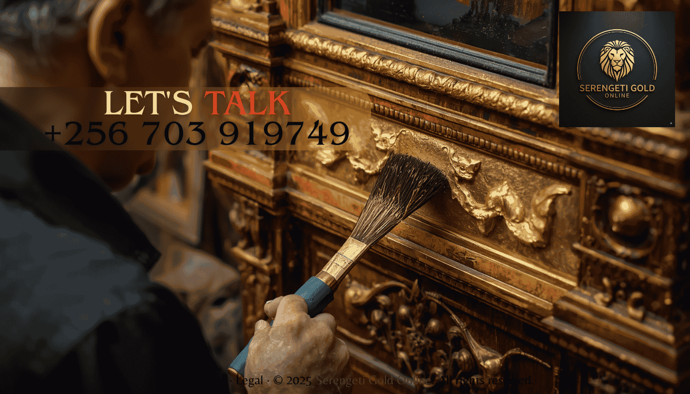 A master gilder using a specialized brush to carefully lay an ultra-thin sheet of gold leaf onto an ornate wooden frame.