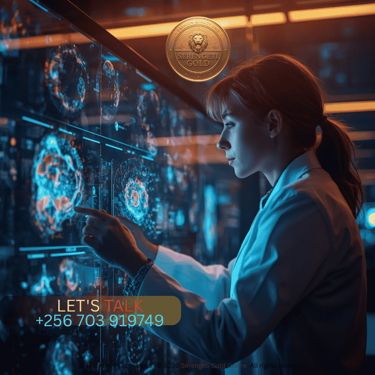 A medical researcher examining cellular imaging data related to targeted gold nanoparticle cancer therapy.