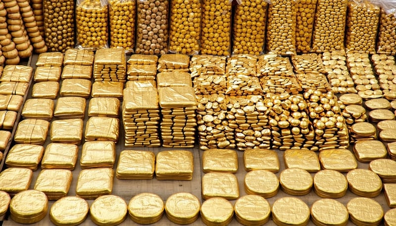 Raw and processed gold products from East Africa displayed together
