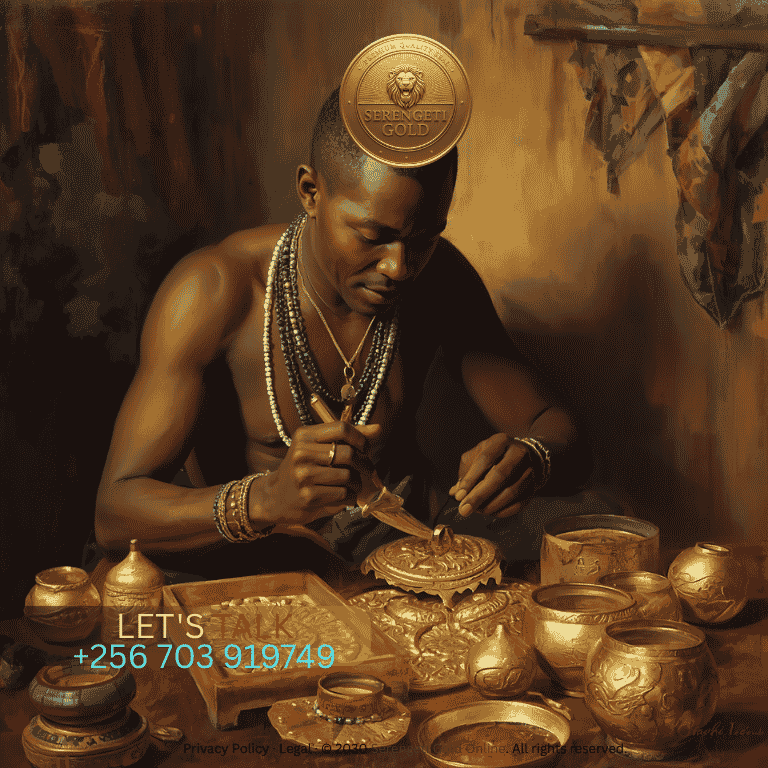 African artisan creating intricate gold artwork using traditional metalworking techniques inspired by centuries of craftsmanship. (2)