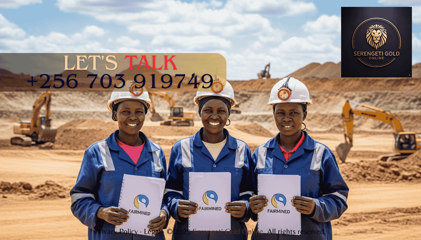 African women miners holding Fairmined certification documents at a cooperative site in Tanzania