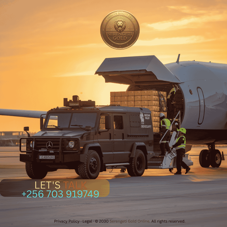 An armored security vehicle guarded by specialized transport professionals loading high-security bullion boxes onto an aircraft. (2)