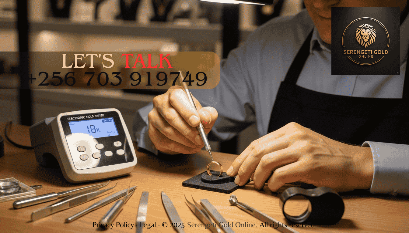Jeweler using an electronic gold tester on a gold ring