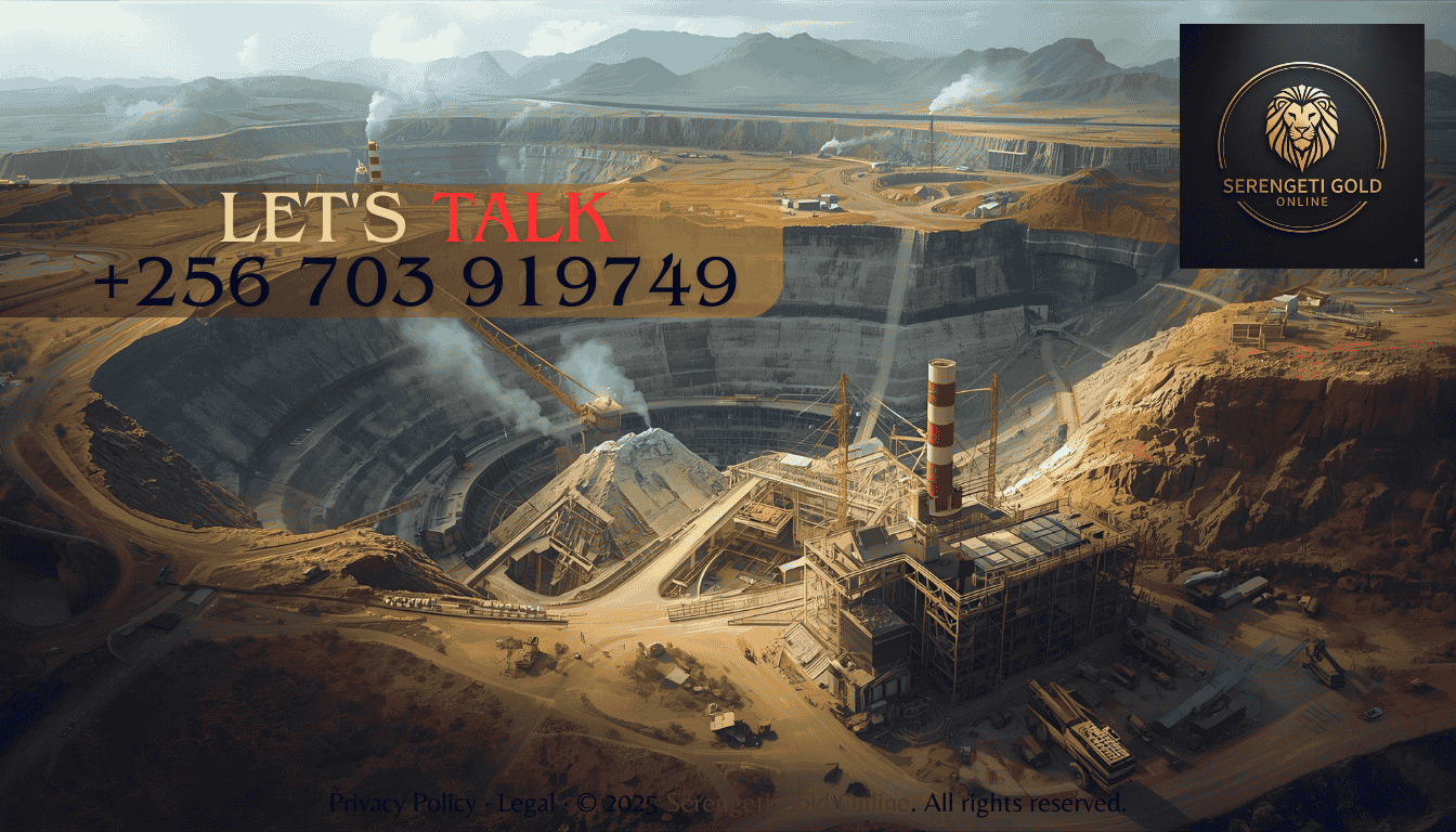 Large open-pit gold mine with heavy machinery and processing plants (1)