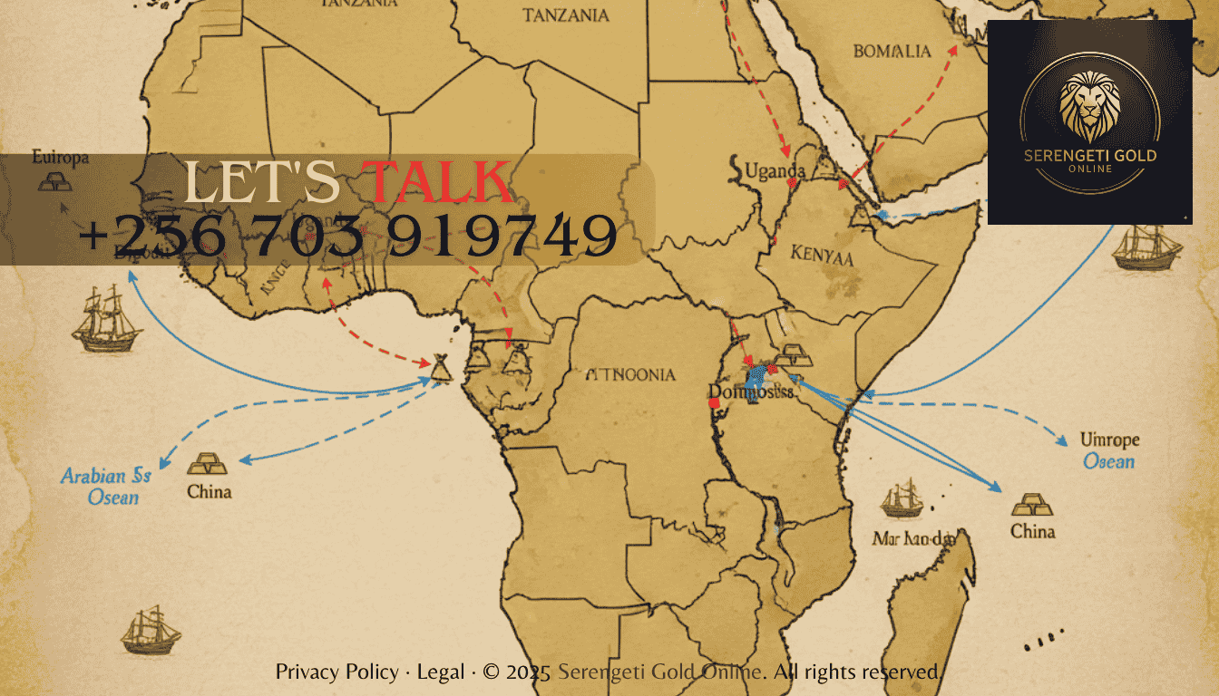Map showing smuggling routes of gold across East Africa to global markets