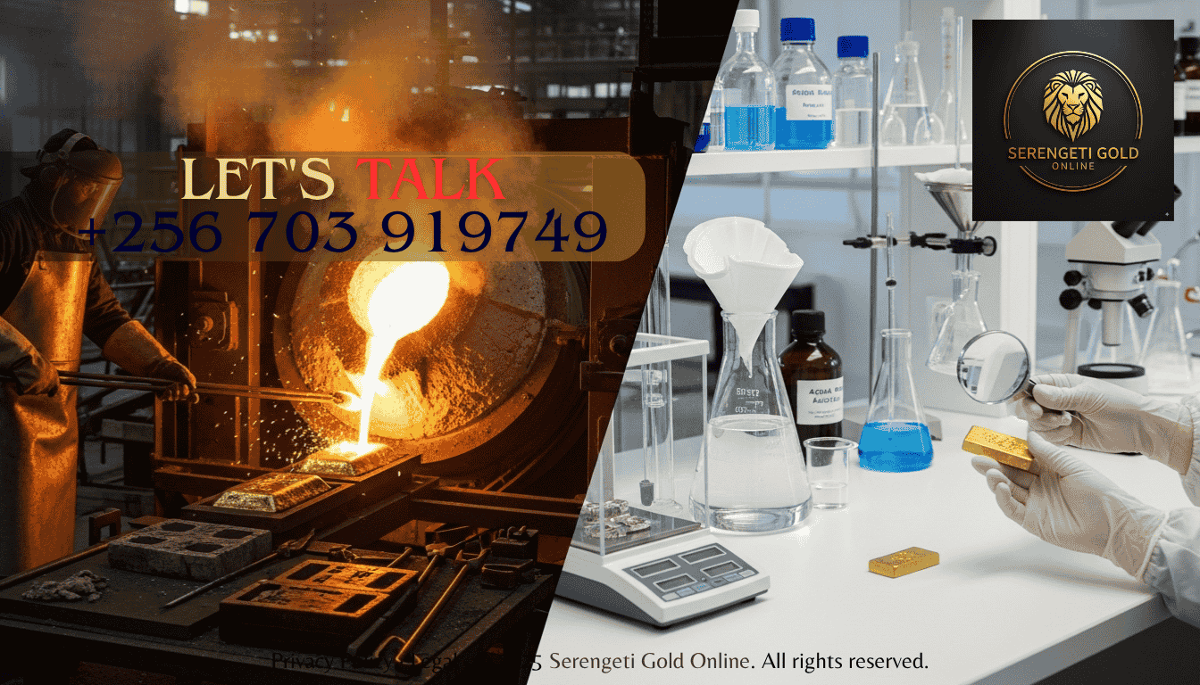 Side-by-side comparison of gold smelting furnace and refining lab