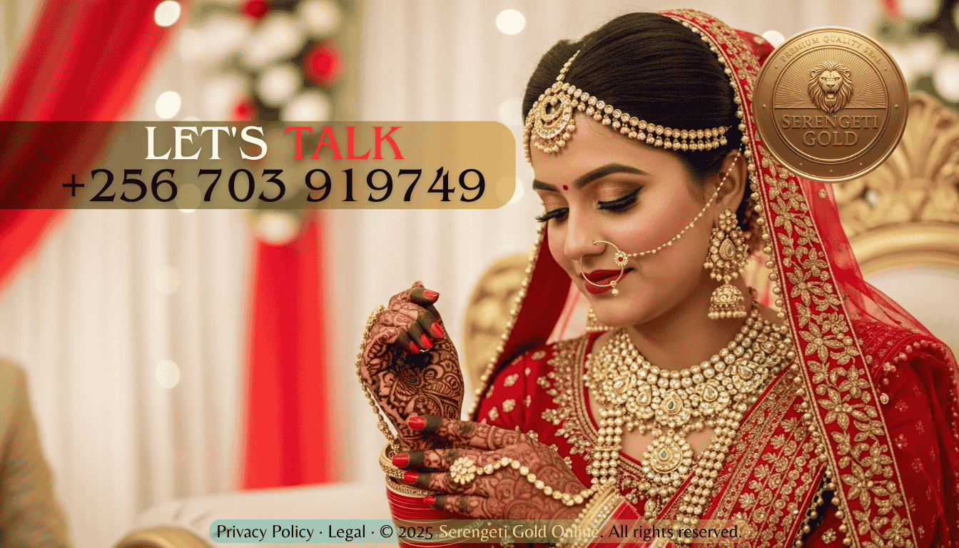Traditional Indian bride wearing gold jewelry at a wedding ceremony